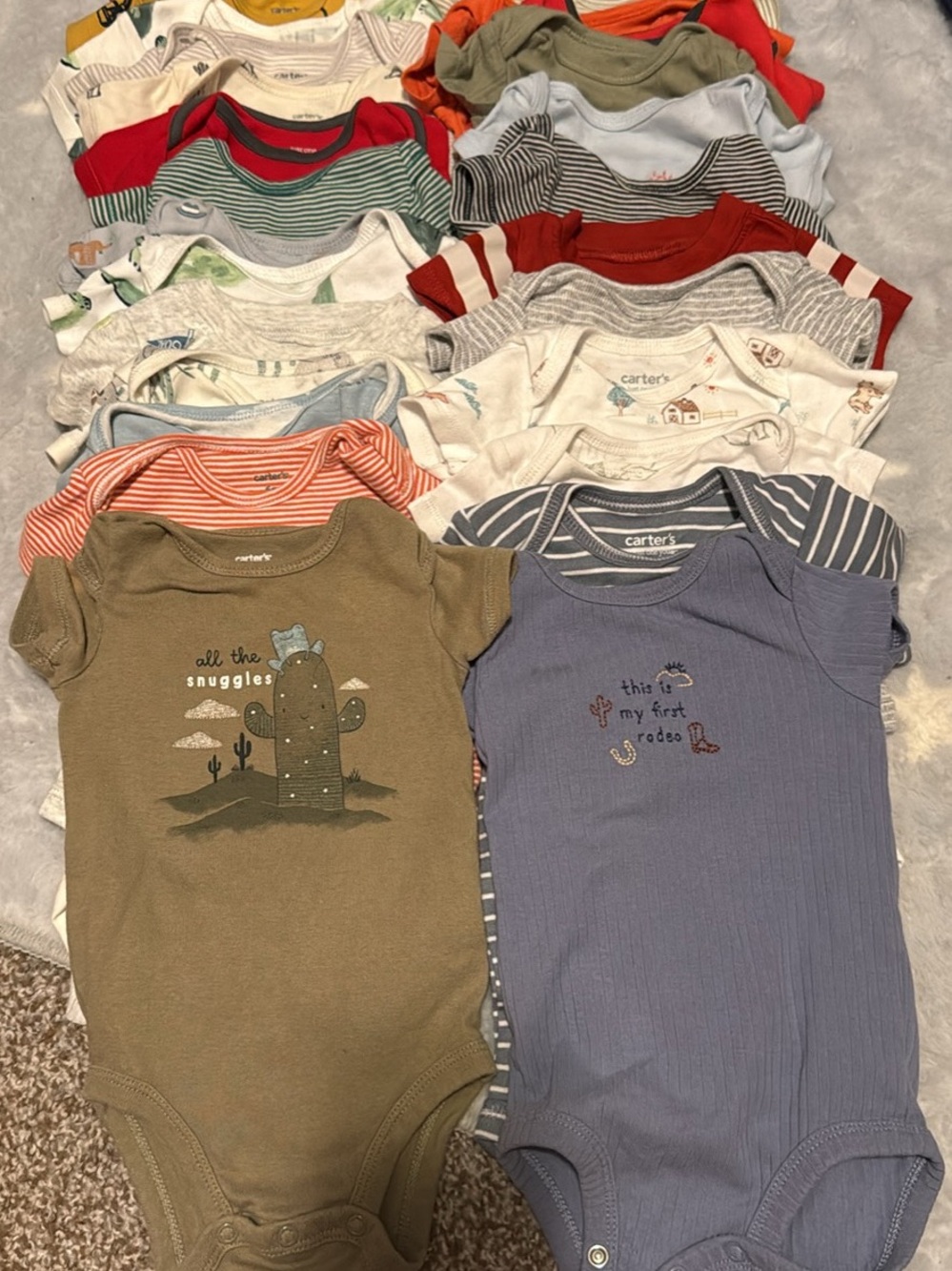 Carter's Olive Green & Dusty Blue Baby One-Piece Bodysuits